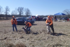 Comer-handler Zoey Wilson, shooter Bob Wilson & Fred-Bill Phelps — with Llewellin Setter Guy