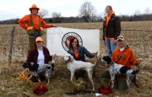 Judges Caren Mansfield and Tammy Butler with Karen Strohmeyer and Sophie, Charity Wefel with Balsam, and Nate Wefel with Rowan